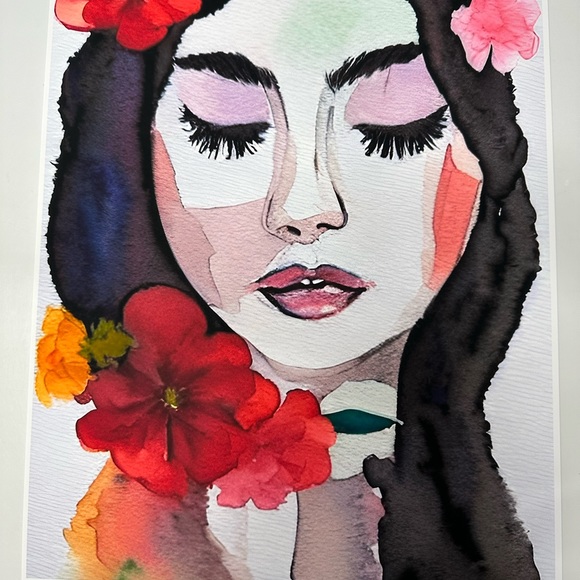 Watercolor Abstract Floral Woman Wall Art Print Poster Unframed - Picture 9 of 10